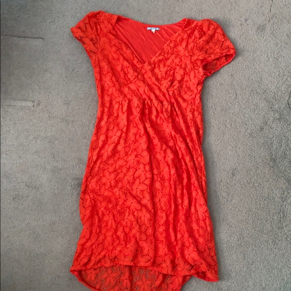 Orange flower above the knee dress